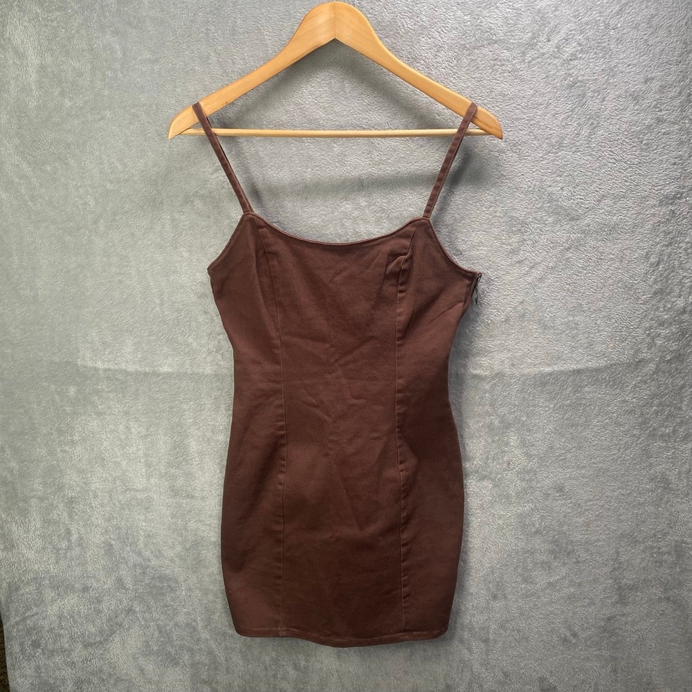 H&M Divided Brown Spaghetti‎ Strap Mini Dress Small Y2k Going Out Fairy Grunge